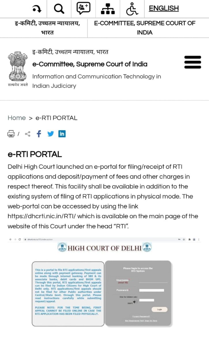 WHIPOffical's tweet photo. Supreme Court of India is yet to create its own #RTI_Portal

@WHIPOffical has already given representation to the e-Committee, Supreme Court of India.

As of now, only Delhi High Court and Madhya Pradesh High Court have their own RTI Portal. https://t.co/bP8GcDtMSx