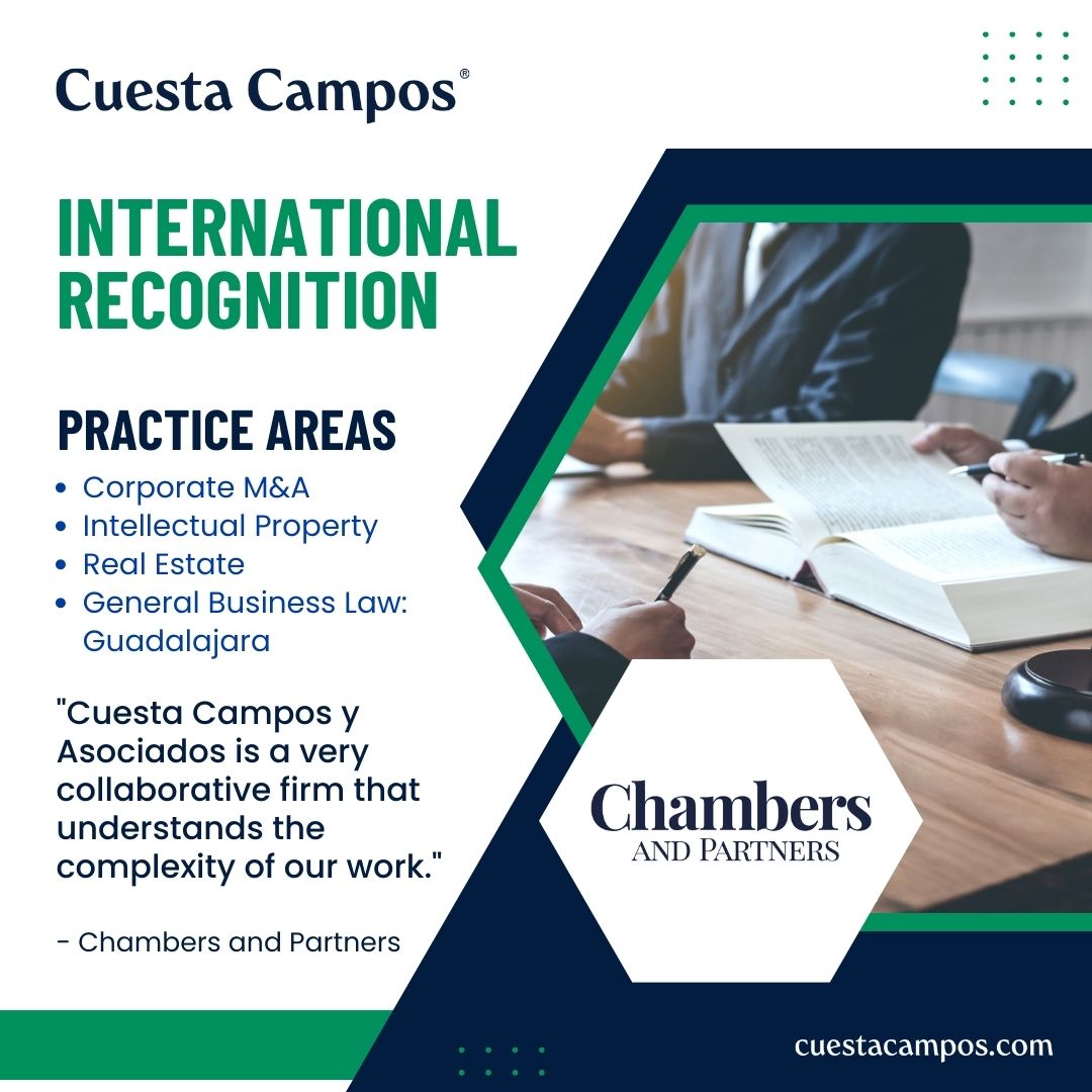 ¡Estamos felices de anunciar que 𝗖𝘂𝗲𝘀𝘁𝗮 𝗖𝗮𝗺𝗽𝗼𝘀 ha sido reconocida como firma líder por <a href="/ChambersGuides/">Chambers and Partners</a> en su última edición!

#ChambersLatinAmerica2023 #TopFirm #LegalRankings #LawFirms #Legal