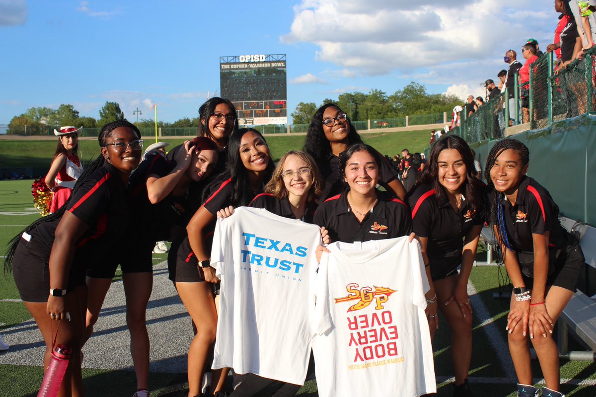 Thank you <a href="/TexasTrustCU/">Texas Trust CU</a> for supporting SGP Football with the FREE Warrior Shirts!