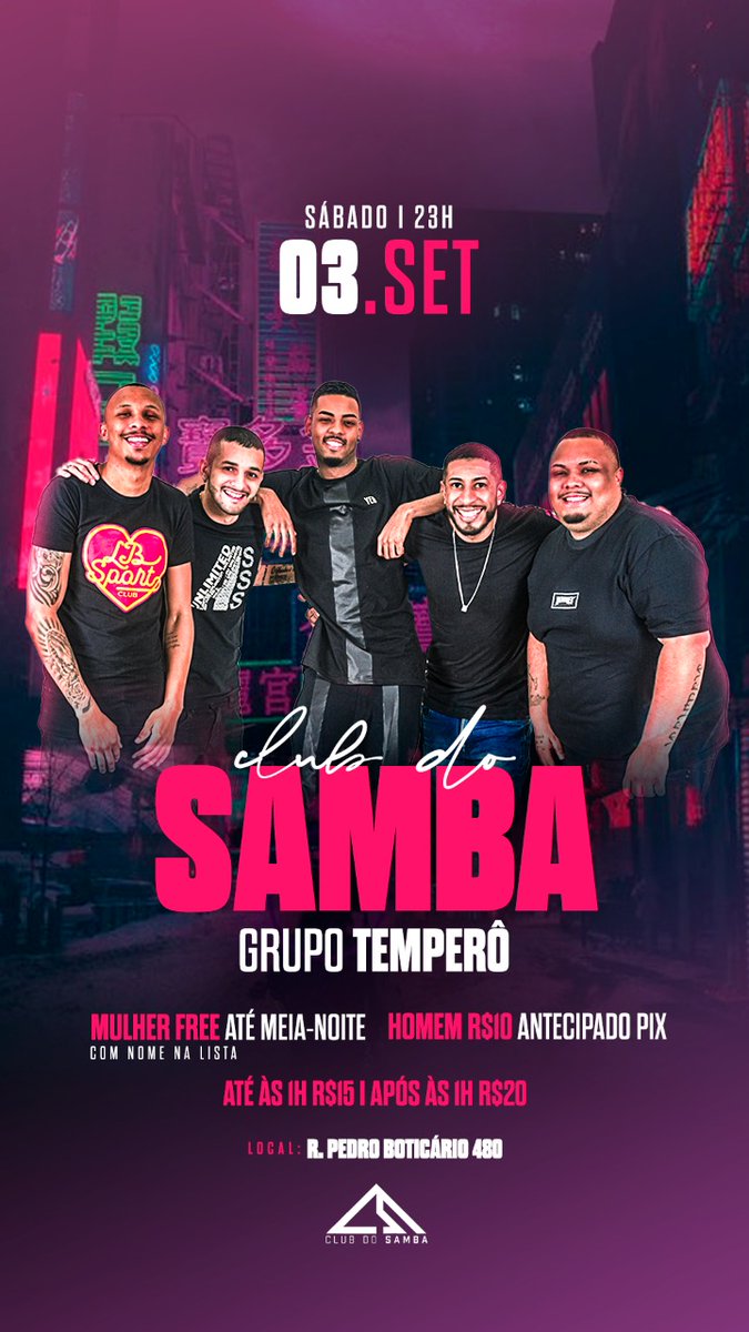 clubdosambaa's tweet photo. Nesta semana retornamos com a programação normal do Club!! 🤩
SÁBADO, dia 03/09, às 23h.
🚺 ELAS FREE ATÉ 00h
🚹 ELES R$10,00 antecipados no pix.
⚠️ PROMOÇÃO DE BEBIDAS ATÉ 00h
✅ CAMAROTES DISPONÍVEIS!!
#clubdosamba https://t.co/zsaR8s8zDL
