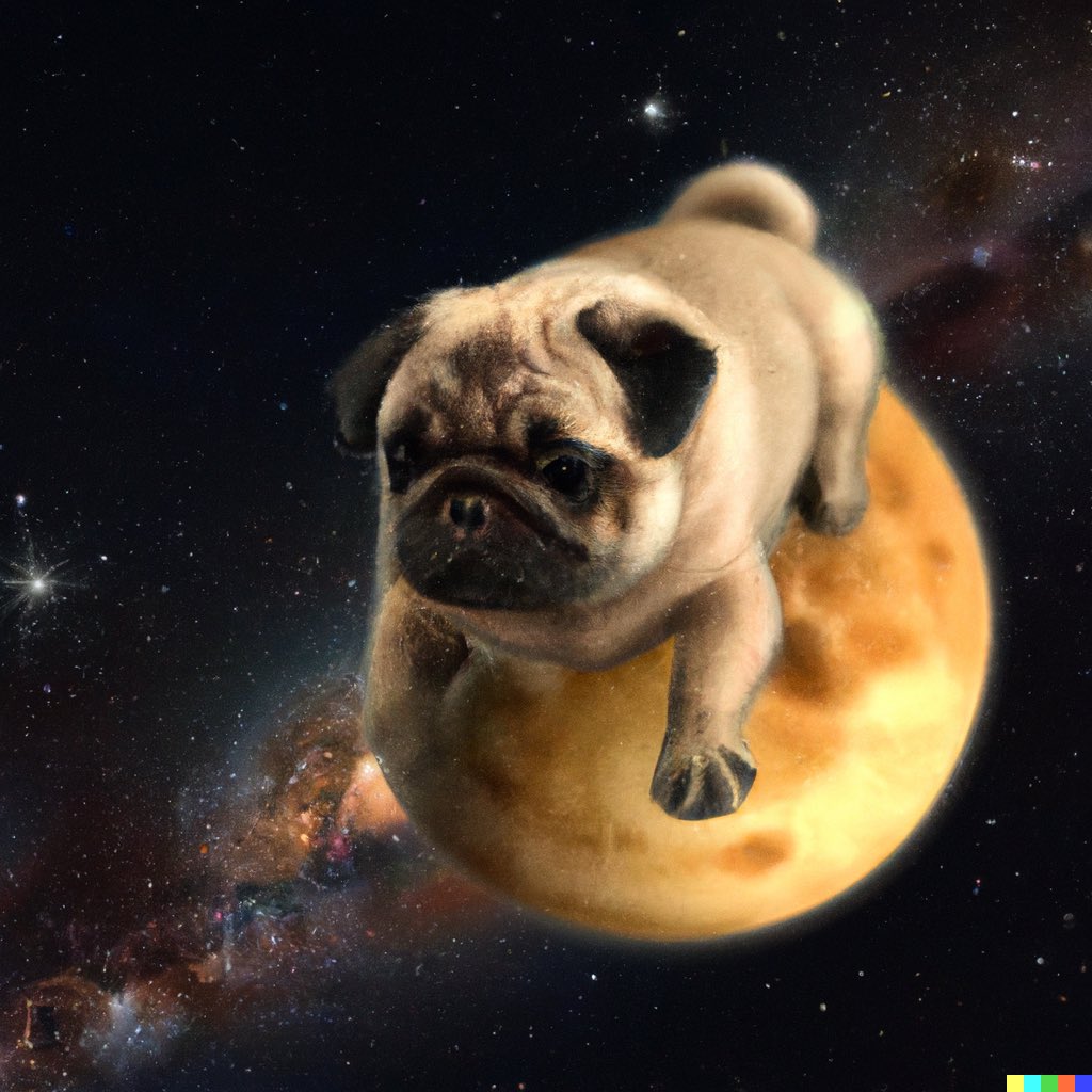 Dortzo's tweet photo. Una pintura realista de un Pug volando sobre Saturno. ¿Cuál les gusta más?

#dalle2 #aigeneratedart https://t.co/1lsXc3c7kh