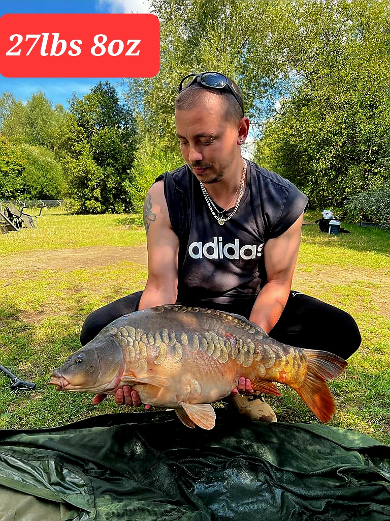 Buckley1146's tweet photo. It's been a while since I've had the chance to get onto a bank of a lake for a carp fishing session, but after a 48hr session, pulling 3 nice looking carp this one being the biggest at 27lbs 8oz made all our weekends! Chuffed to say the least! @gtrzilla92 + @kon4artist https://t.co/U4nMlRw8OK