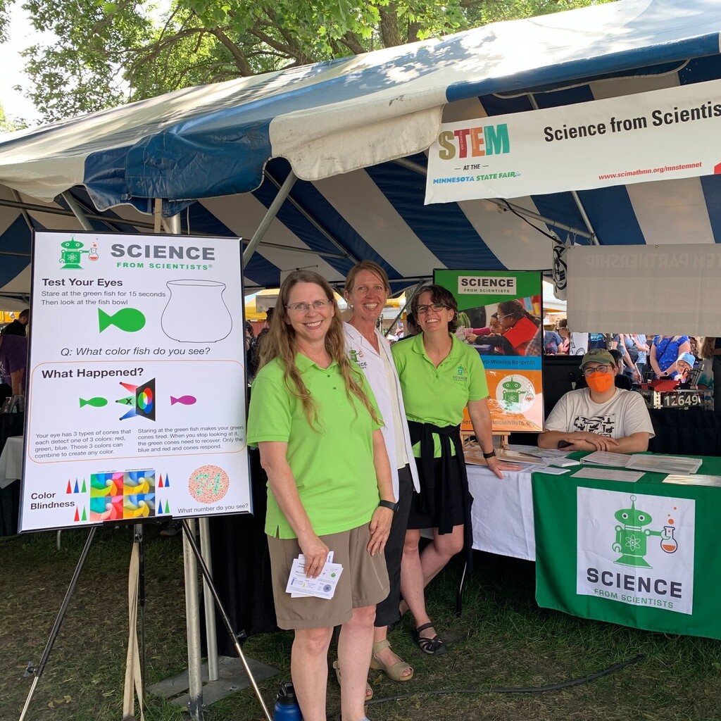 SciScientists's tweet image. Science From Scientists loved being a part of STEM Day at the Minnesota State Fair last week. It it always a pleasure working with @Scimathmn. Fairgoers experienced fun, hands-on STEM activities focused on the eye and the brain at SciSci’s booth! #mnstem… instagr.am/p/Ch2Q2RLrfwa/
