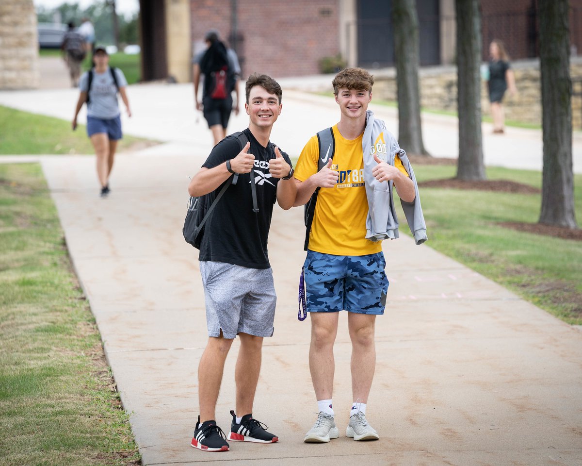 lorascollege's tweet photo. Happy first day of classes, Duhawks! It's great to see the buzz back on campus. #LorasCollege #GoDuhawks 💜💛 https://t.co/P9ciGRdaCi