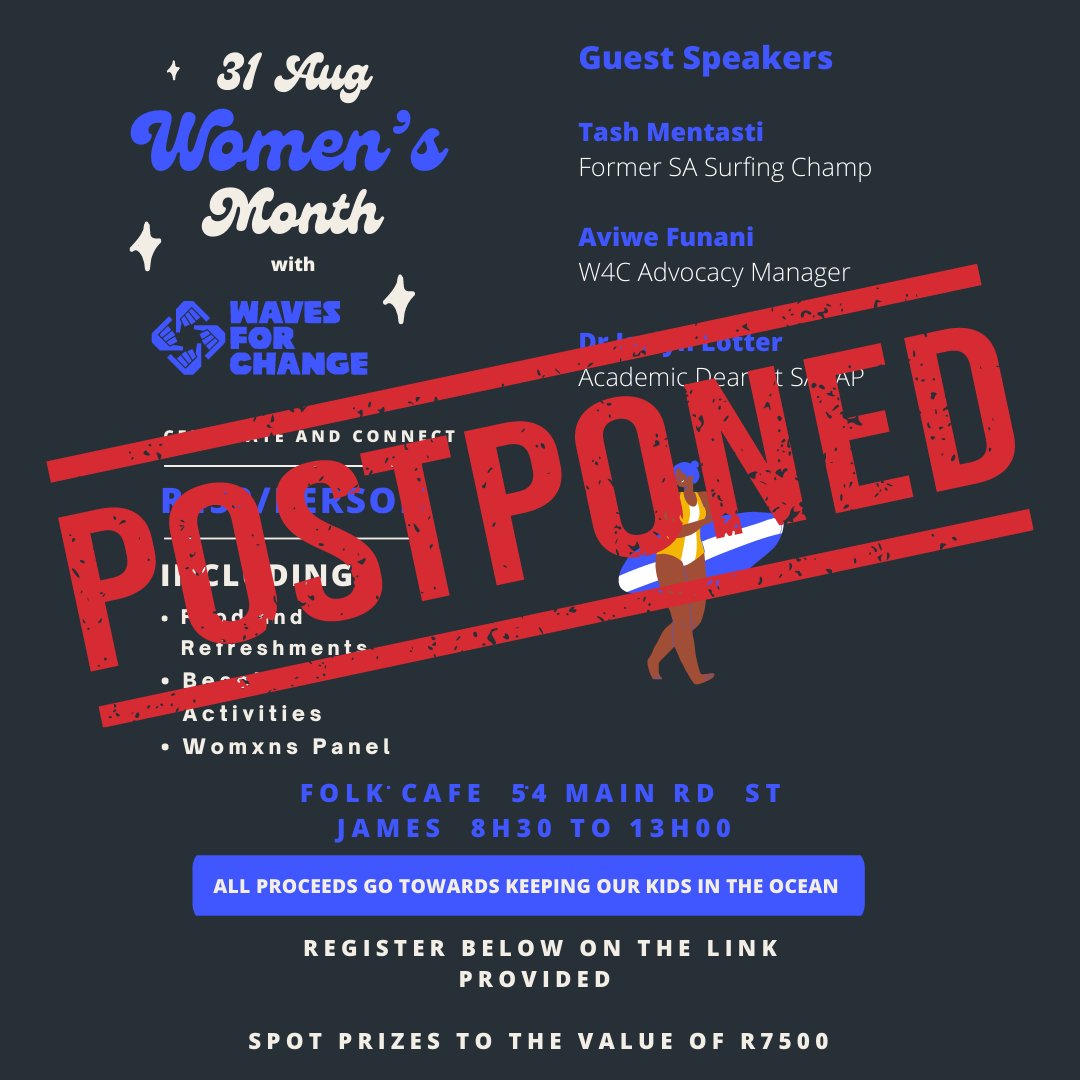 We regret to inform you that our Women's Day event at Folk Cafe on the 31st of August has been postponed. A new date for the event will be communicated soon...