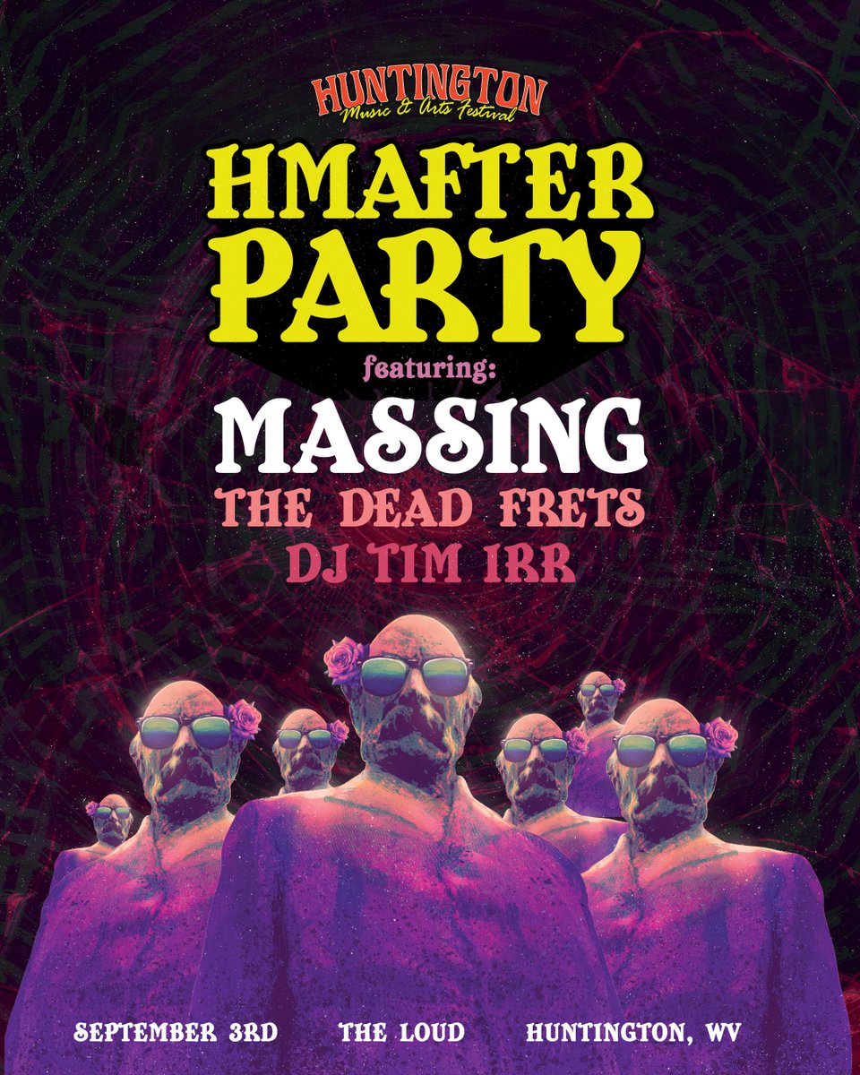 it is an honor to cap off this year's <a href="/HMAFestival/">Huntington Music and Arts Festival</a> with <a href="/thedeadfrets/">The Frets</a> and DJ <a href="/WSAZirr/">Tim Irr</a> at the HMAFterparty. This is AFTER you see a whole day's worth of music at the main fest.

a day like this is a special thing we must cherish, and also buy tickets for

hmafestival.com