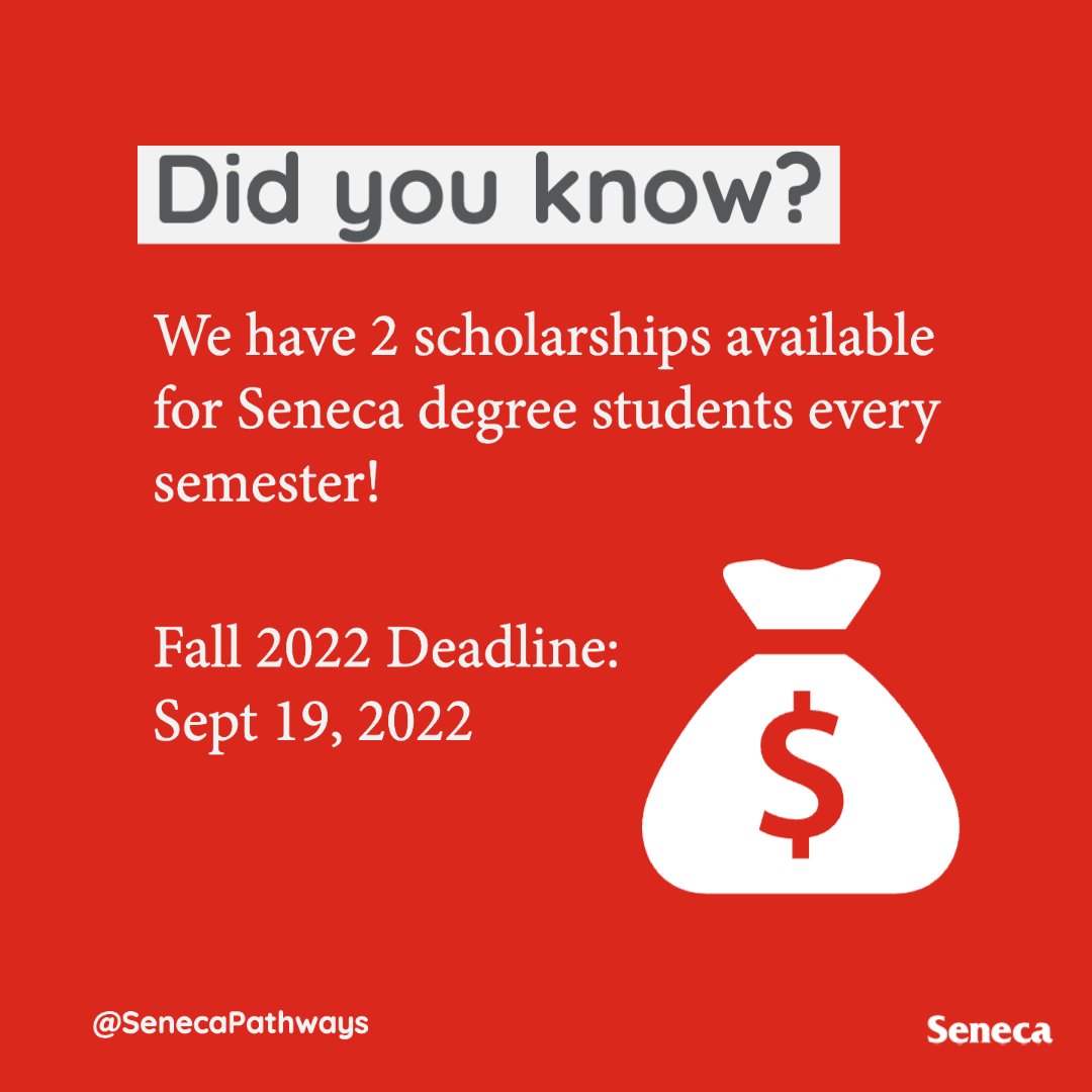 SenecaPathways's tweet image. Did you know that we have scholarships for students with previous postsecondary education in our degree programs? 💰

We are currently accepting applications until September 19th. 

More information on entrance scholarships here: senecacollege.ca/registrar/payi… 

#SenecaPathways