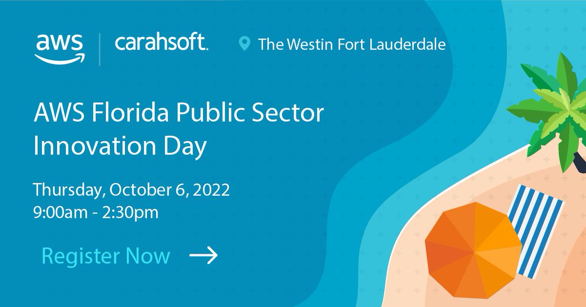 WJones_VMware's tweet photo. [Fort Lauderdale] Come out to the Westin on 10/6 to hear subject-matter experts discuss how the sophisticated, yet simple @awscloud approach can help your agency thrive. We look forward to seeing you! https://t.co/zGUByYcOid https://t.co/pSicVcn2sK