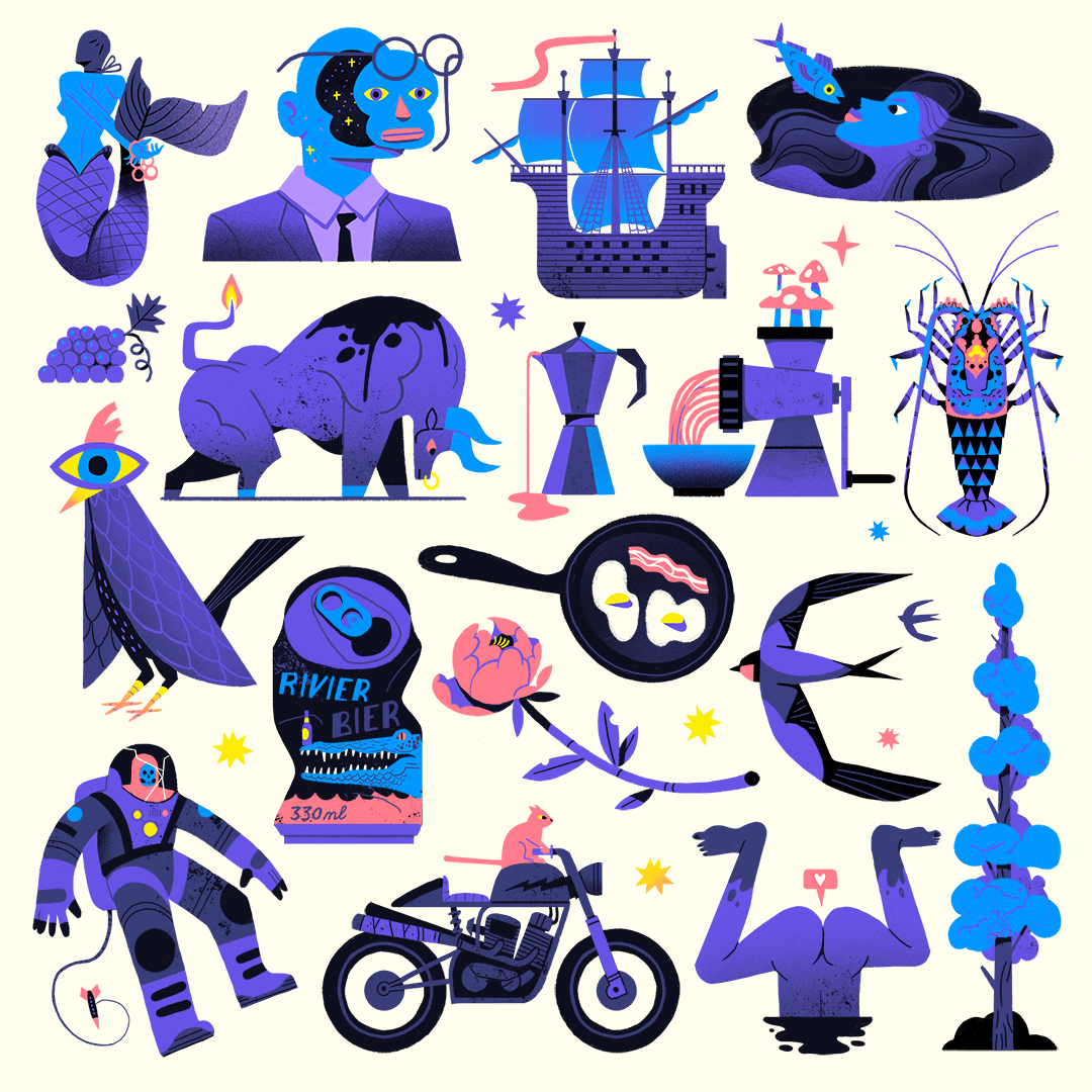 More sticker packs. Made this one over a year ago. 🧜‍♀️🦞🐂