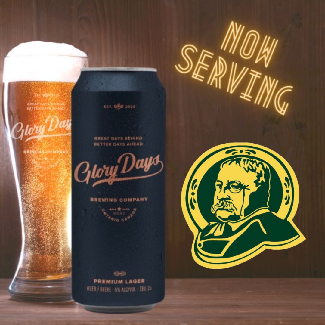 GloryDaysBrew's tweet photo. Glory Days Brewing Company is proud to announce our partnership with Colonel Mustrds Pub &amp; Grill, in Port Perry. Come in and enjoy some great food and live entertainment….. while sipping on an ice cold Glory Days Premium Lager.

LIVE YOUR GLORY DAYS. 

#glorydays #colmustard https://t.co/8O8ey2SkIh