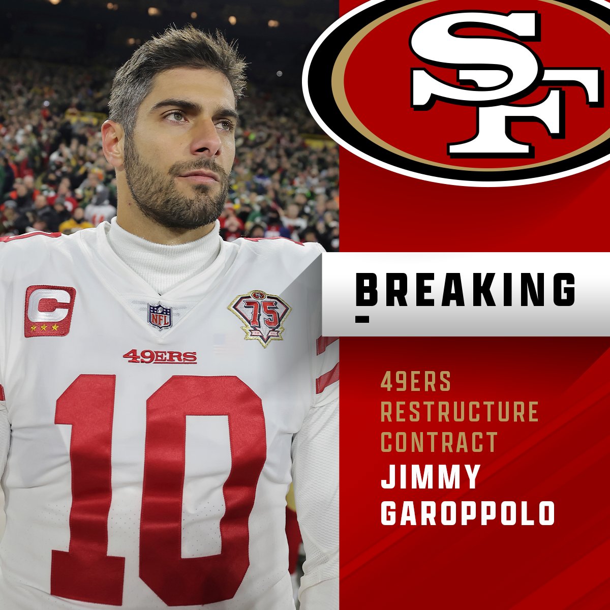 NFL on X: 'The 49ers and Jimmy Garoppolo agree to a restructured