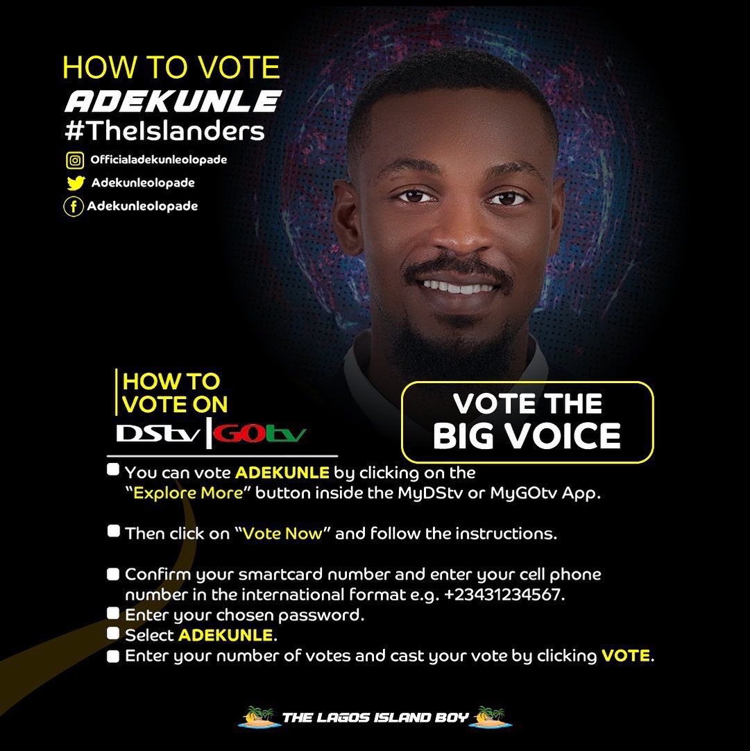 Lolu50's tweet photo. I love Adekunle is not by mouth. It's time for you to put your love to test. All you need to do is vote massively for him 
#bbnaija https://t.co/89L5In6XB4