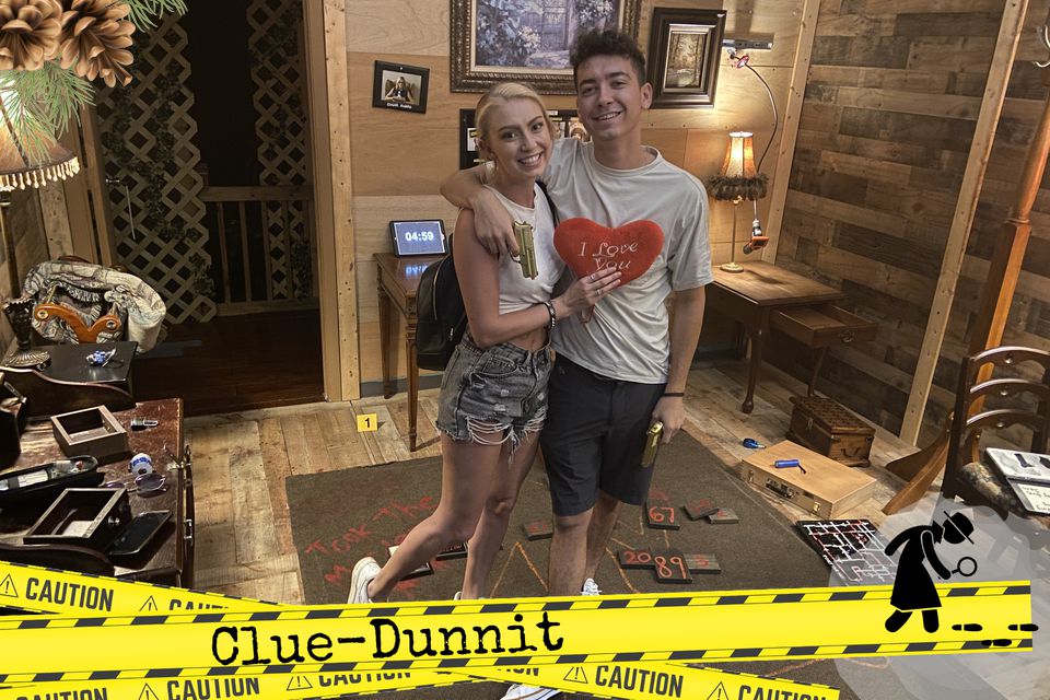 BauerBrooke's tweet photo. https://t.co/UtwX6tyUNy had the best anniversary gift playing Clue-Dunnit at Escape Reality!
