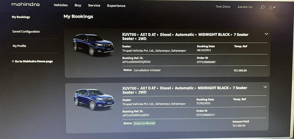 ashandeep88's tweet photo. Shree CM YOGI JI @myogiadityanath @CMOfficeUP @myogioffice @anandmahindra we booked our car on 7th Oct 2021 BOOKING ID :OTF22B000387 Fraud done by Tirupati Mahindra saharanpur, car was to be delivered in the month of aug 2022 the dealer cancelled my booking without any intimation https://t.co/QrpZk14Hqn