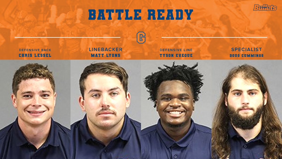 GburgFB's tweet photo. As we head into our 1st game week we want to highlight the guys who won our Battle Ready award. This award is to the top performer from each position group in weight room and field testing. There's no doubt these men are ready for battle!

#GettysburgGreat #ChampionshipCharacter https://t.co/iJPex75MG0