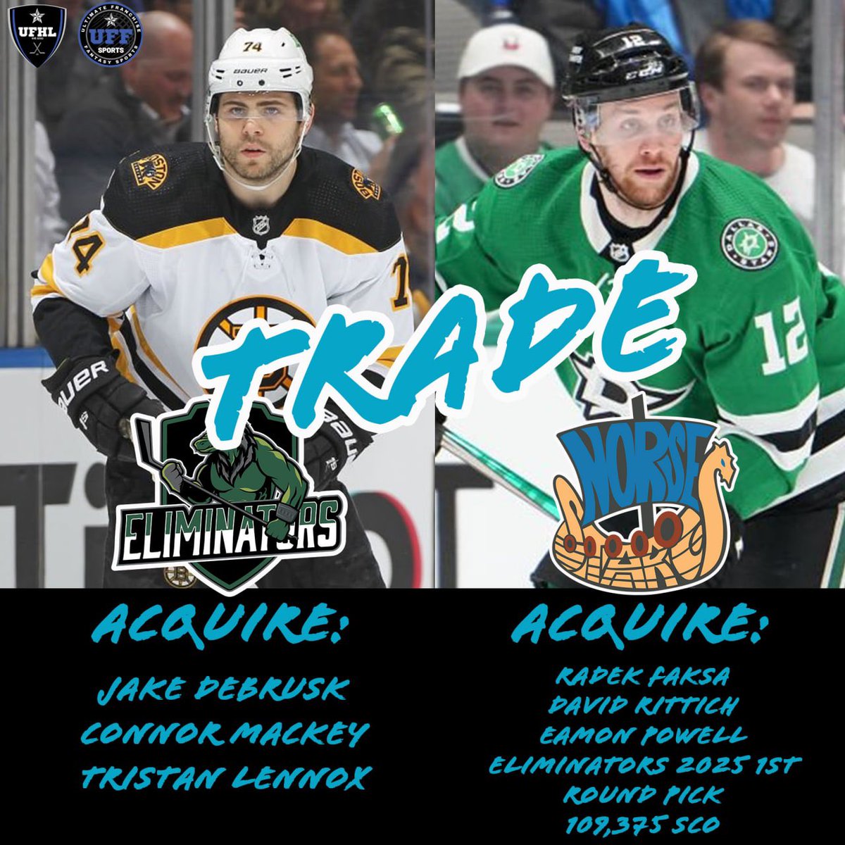 🚨Trade Alert🚨

#UFHLTrades #FantasyHockey $SCO $CUDOS #HockeyTwitter <a href="/NorseStarsHC/">Norse Stars HC</a> <a href="/UFHLEliminators/">UFHLEliminators</a>
