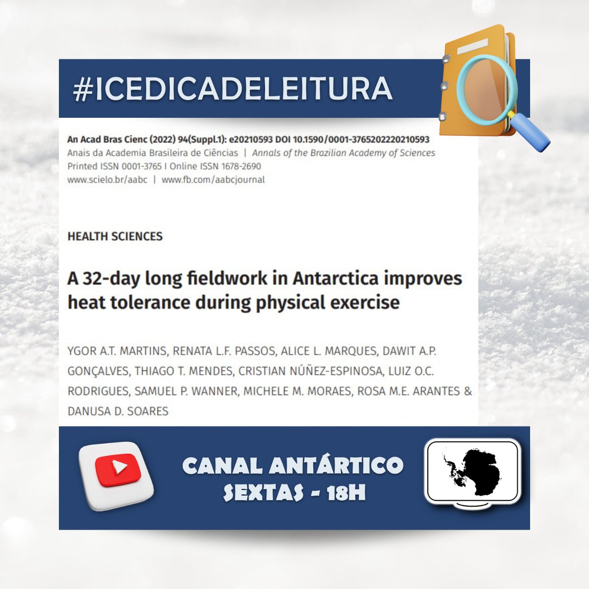 CanalAntartico's tweet photo. Segunda é dia de nossa ICE-DICA DE LEITURA. Link para o artigo ❄
https://t.co/RzkUhLv3iD
Quer saber mais? Dá uma olhada em nosso Canal Antártico no YouTube que você encontrará mais conteúdos sobre a Antártica.
#icedicadeleitura
#divulgaçãocientífica
#pesquisaantártica https://t.co/eqXguqZqBz