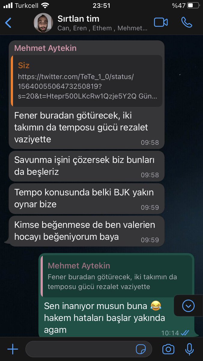 SafakcanBAD's tweet photo. Bugün arkadaş grubunda ki konuşma ektedir. Alıştık. Ama bizi bu düzene alıştırana da değil, itiraz etmeyen ve haklarını asla savunmayan insanlara sitemimiz. Yıllardır biz çıkıp itiraz ettiğimiz zaman gidip susan yönetimlere. Yazık. 

@MehmetAytekin1 https://t.co/ulUnJKmK2P