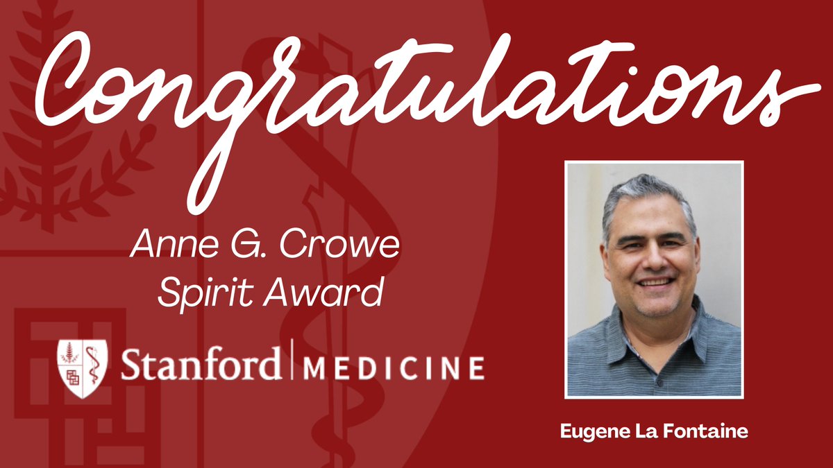 Congratulations to Eugene La Fontaine, CISL Laboratory &amp; Facilities Coordinator, for being one of this year's winners of the Stanford University School of Medicine's Anne G. Crowe Spirit Award! Read more here: cisl.stanford.edu/about-cisl/new…