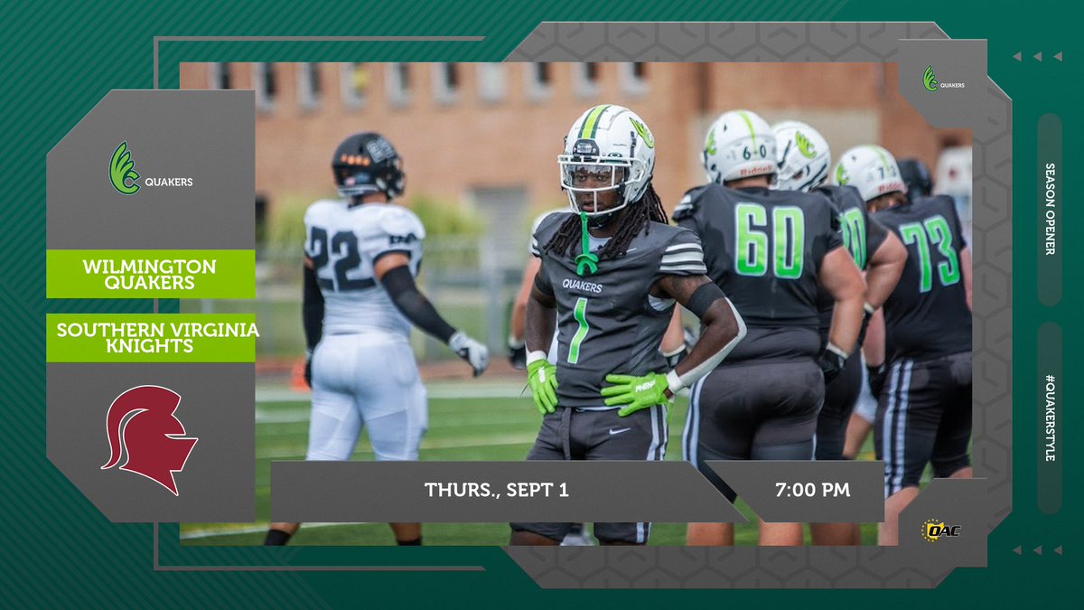 FB | <a href="/DubC_Football/">Wilmington Football</a> fans, game week is officially here! You won't even have to wait until the weekend as the season begins with a night game on Thursday in Virginia.

Preview/coverage - bit.ly/3AY1Fiu.

#WeAreDubC #QuakerStyle #d3fb