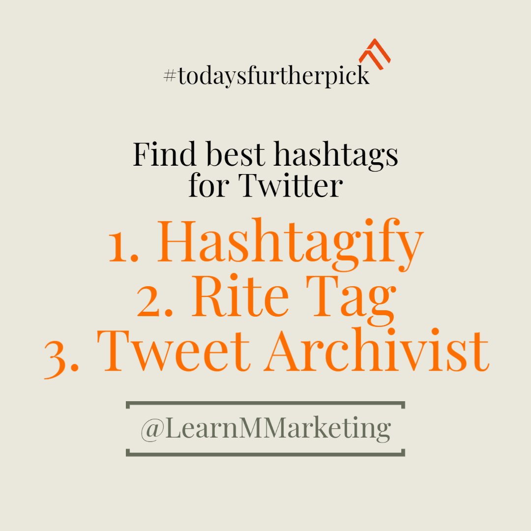 Here are 3 of the most useful tools you can use to find the best hashtags for Twitter as a mobile marketer 🎯⬇️
1. @Hashtagify
2. <a href="/Rite_Tag/">RiteTag</a>
3. <a href="/tweetarchivist/">Tweet Archivist</a>

#mobilemarketing #todaysfurtherpick #marketing #digitalmarketing #marketingtips