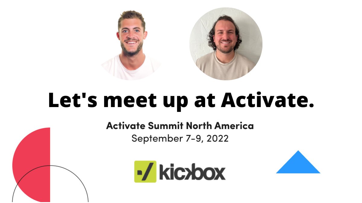 kickbox's tweet photo. Heading to @Iterable's ActivateSummit in San Fran—let's link up! Kickbox team members Iain Anton &amp; Matthew Flaherty would ❤️ to meet you in person &amp; see how Kickbox can help you prep for the busy email season ahead. Need tickets? 30% off w/ code KICKBOX30 https://t.co/cSsnaks2So https://t.co/0nc8uxxNjs