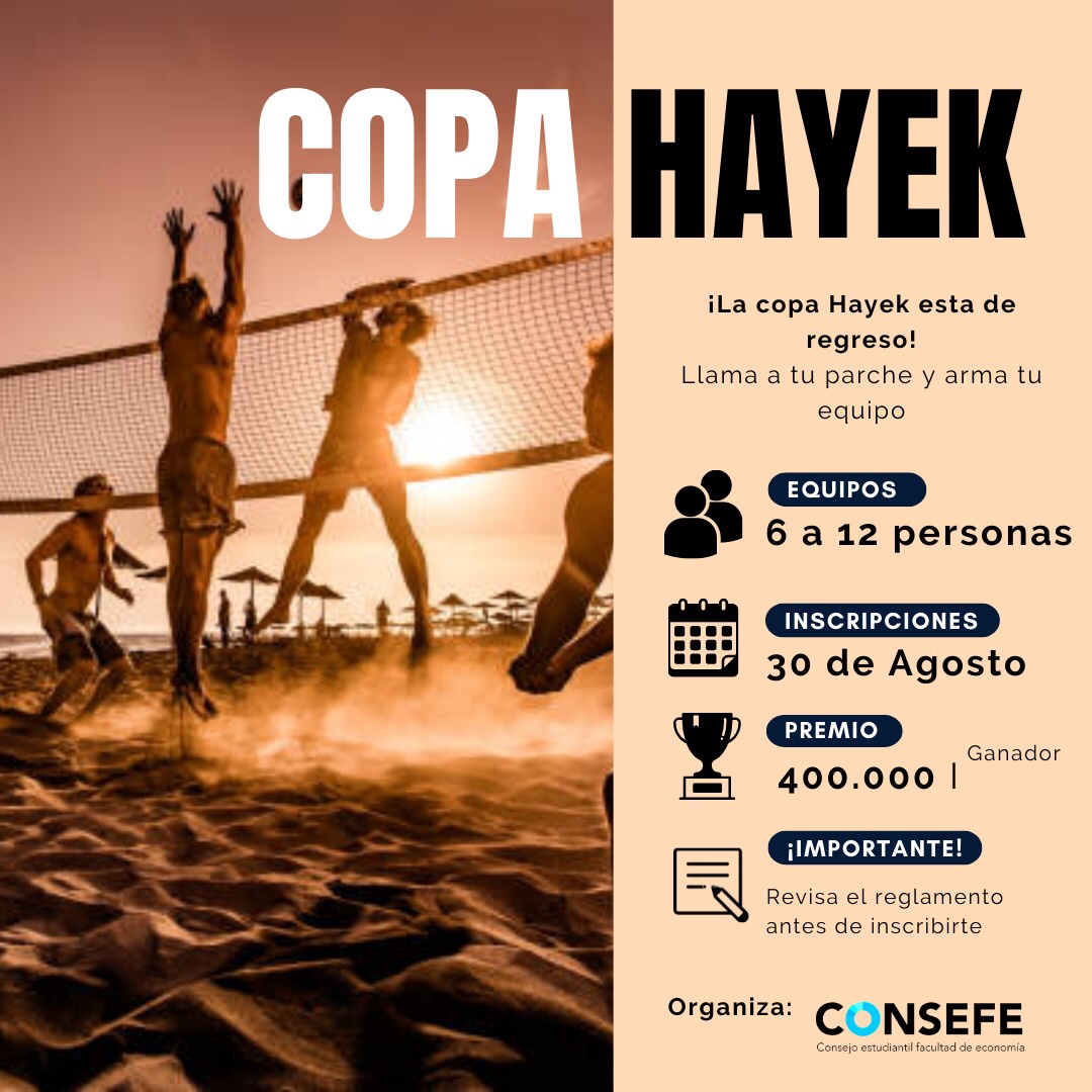 ¡La copa Hayek está de vuelta!🏐

¡Todos los y las interesadas en participar anímense! Sólo deben inscribirse en este link forms.office.com/r/Xspsf26u4u

🕖 La fecha límite de inscripción es el martes 30 de agosto hasta las 6 P.M.