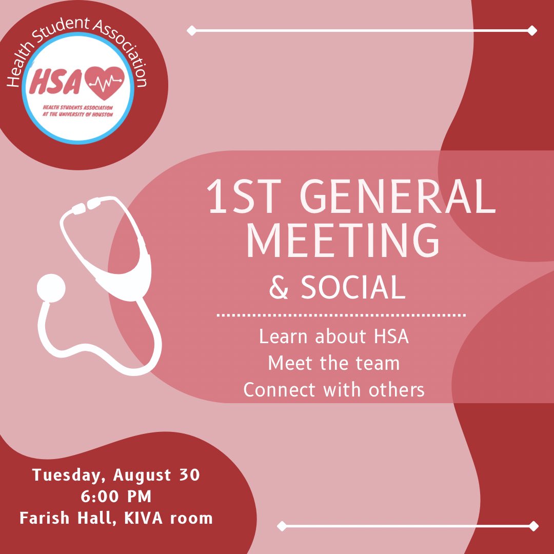 Hey Coogs! Come join us at our first general meeting and social tomorrow!! We will be discussing our goals for the semester and upcoming events!! Then mingle with your peers at our bingo night social! We look forward to seeing you all there‼️