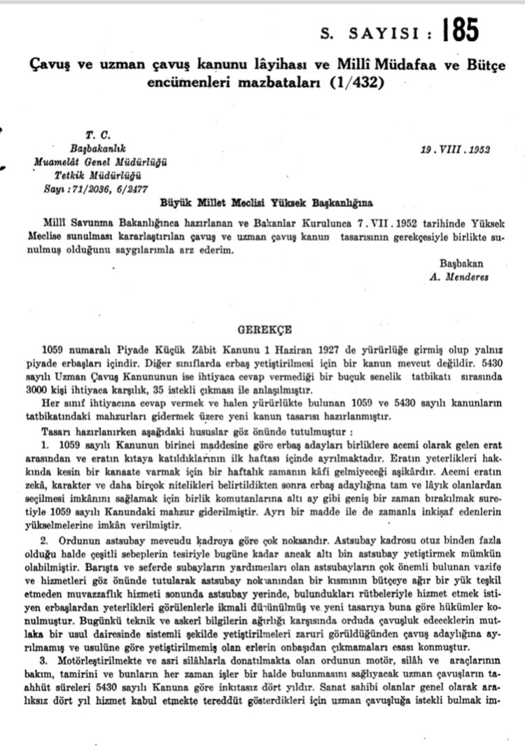 alitilkici38's tweet photo. 2-Uzman Çavuşlar Orduya ilk olarak 
5430 Sayılı Uzman Çavuş yetiştirilmesi Kanunu 1949 da başlanmıştır
Bu Kanunun özüne baktığımızda daha sonra  merhum Başvekil Adnan Menderesinde değişiklik istediği kanun teklifinde belirttiği gibi +

#UzmÇvşaBayramOlsun https://t.co/6CrWRQog74