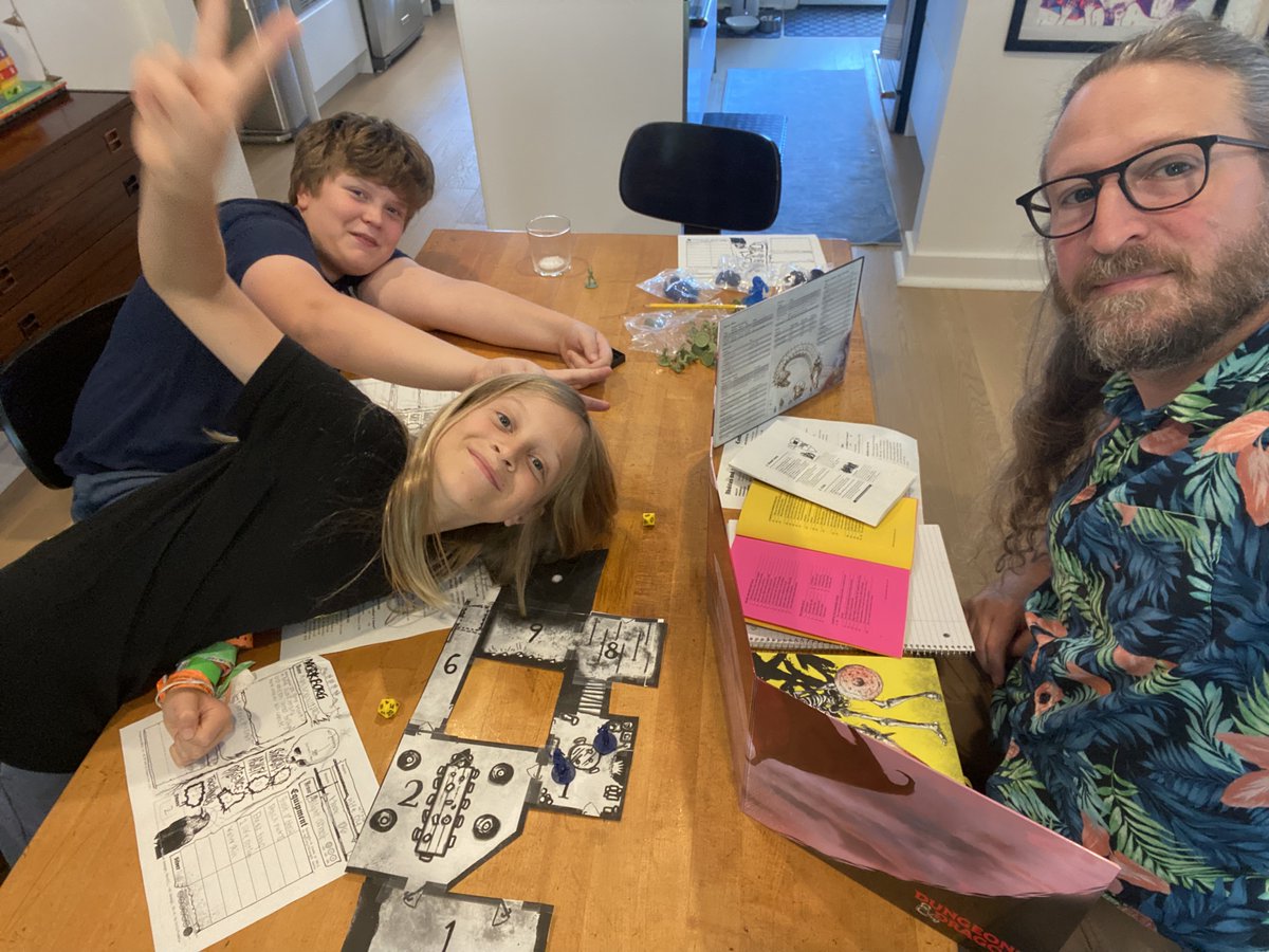 Finally played my first game of Mörk Borg. First time as GM. First time playing a role playing game in 30 some odd years. My kids basically just slaughtered everyone. #morkborg