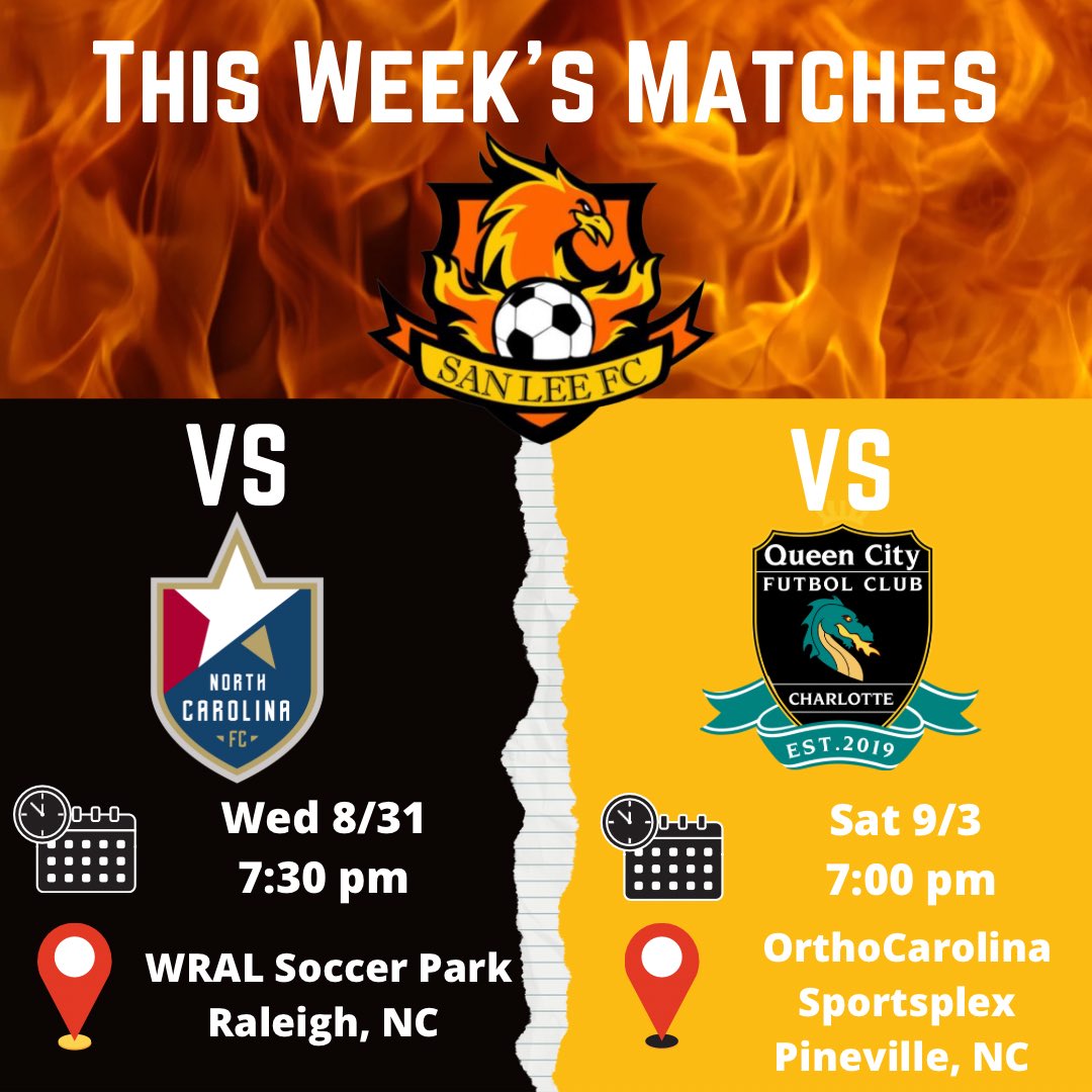 Busy week ahead for our guys! One match at a time though! First up…short road trip to play in the stadium at WRAL Soccer Park this Wednesday at 7:30 pm. Here we go, San Lee FC!! 
#ForgedInFire 
#upsl