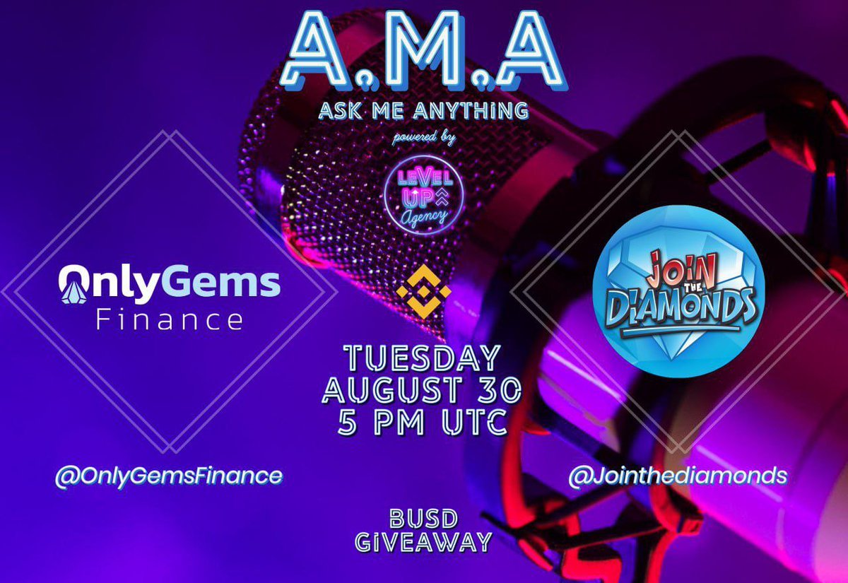 Tune in on 30th august 5pm UTC 💎
t.me/onlygemsfinance

#JTD is visiting OnlyGems Finance 

$JTD #JTD #JoinTheDiamonds #Passiveincome #BUSD #Rewards #Diamondhands #BNB #binance #AskMeAnything