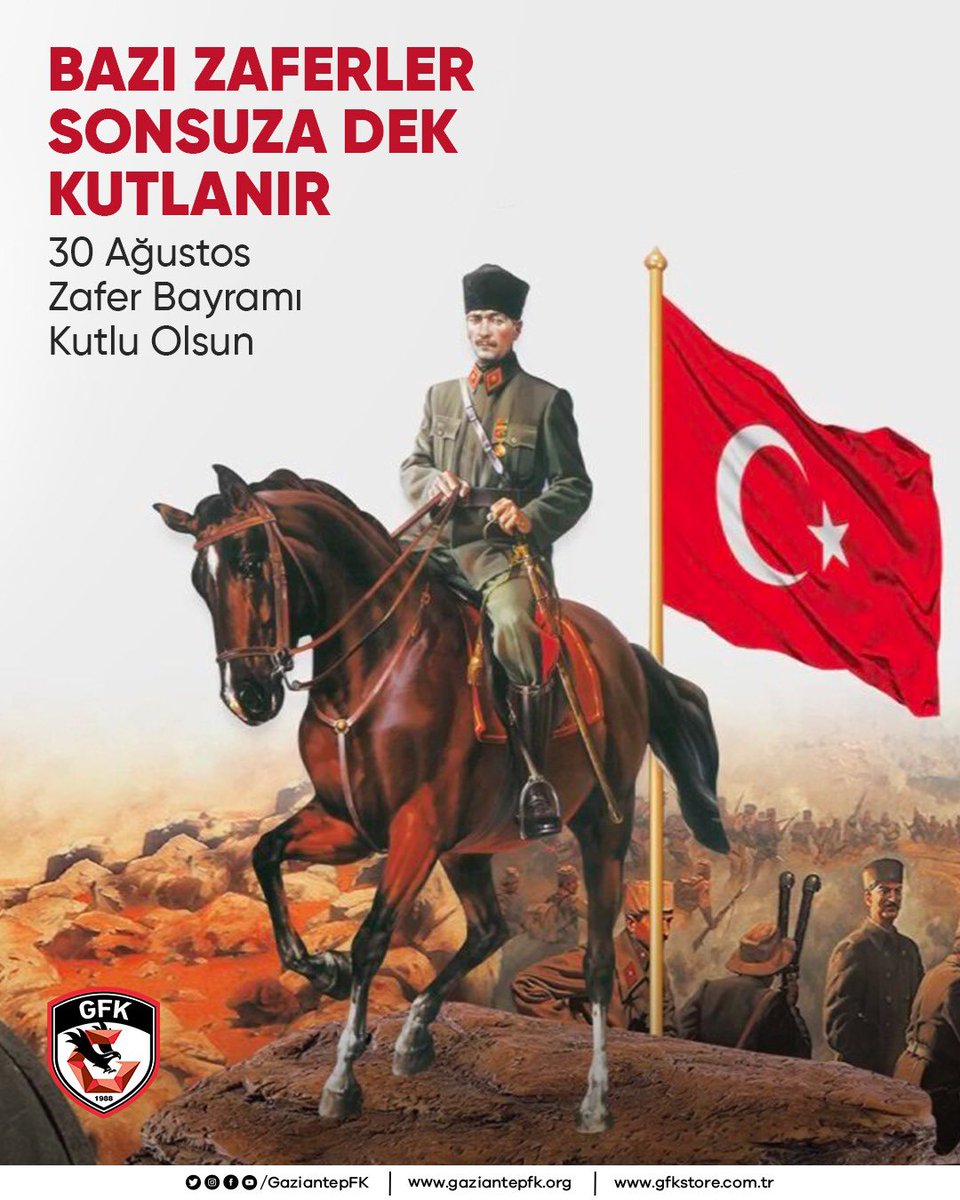 GfkStore's tweet photo. 🇹🇷 30 Ağustos Zaferi’nin 100. yıl dönümünde başta Gazi Mustafa Kemal Atatürk ve silah arkadaşları olmak üzere tüm kahramanlarımızı saygı, rahmet ve minnetle anıyoruz. 

#30Ağustos Zafer Bayramımız Kutlu Olsun! https://t.co/UOClA5Fvbx