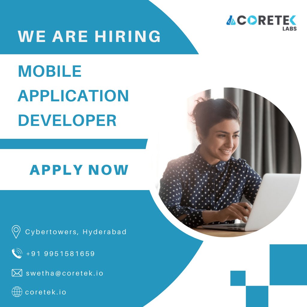 coretek_labs's tweet image. We are hiring for Mobile application developer
Accelerating Technology and Talent! Join CoreTek Labs now!
#hiring #mobileapp #mobileapplicationdeveloper #softwaredevelopers #appdevelopment