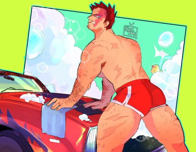 pro hero Endeavor resorts to car-washing #enji #todoroki  #bnha #mha #fanart 