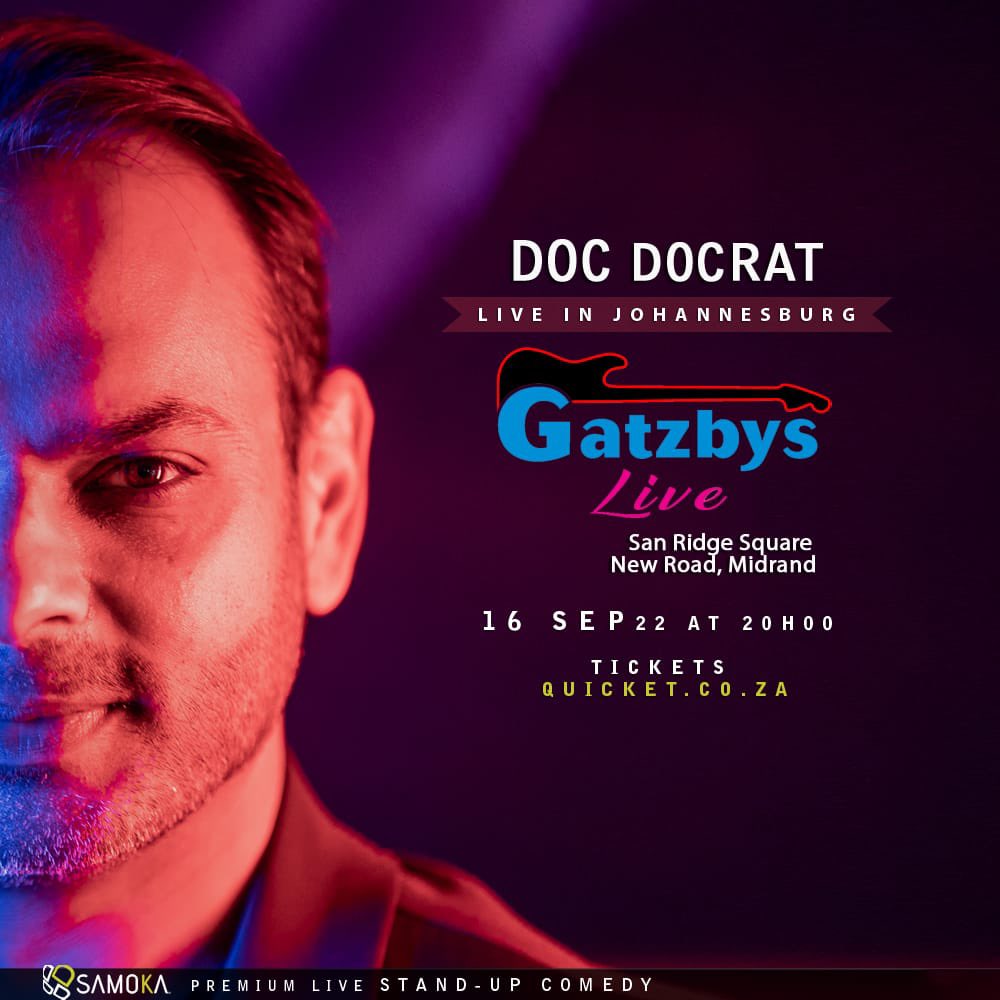 Oh it’s #spring baby #letsplay I’m LIVE once again and bringing back my previously #soldout show to MIDRAND Tickets open NOW on QUICKET. Search Docrat Gatsbys