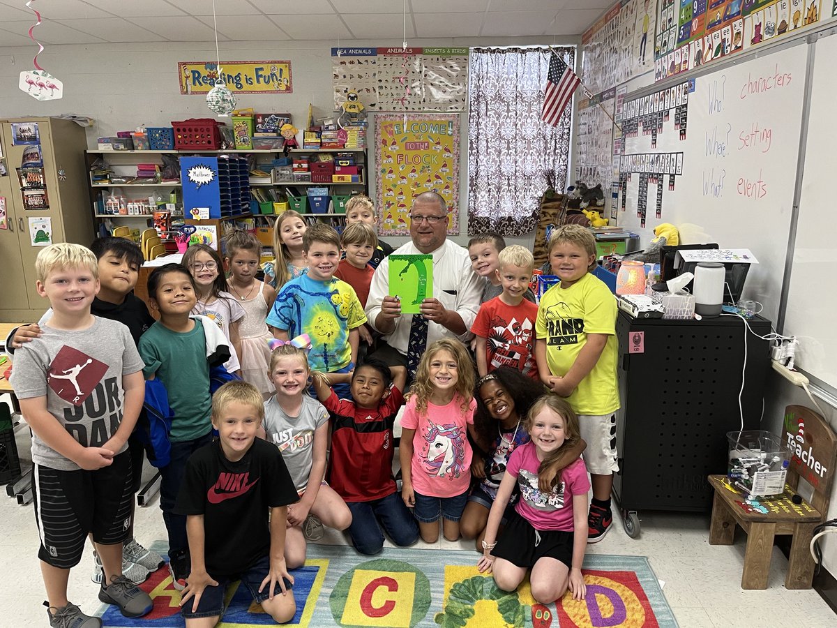 WesclinHS's tweet photo. Thanks to Mr. Villmer for the invite to read to his First Grade Class at NBE this morning! They are a great class and I had a lot of fun! Keep it going! #NBExcellence #wesclinwarriors https://t.co/vTM0W4b5rL