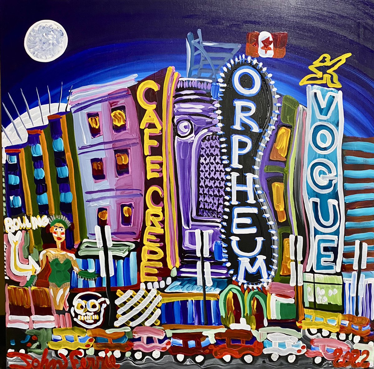 OK, DOTC, "Orpheum II", 36" x 36", acrylic on canvas with KRink, 2022. AVAILABLE. Only $550.00. #supreme #painting