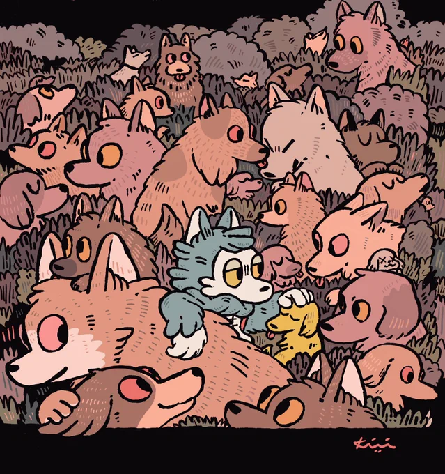 犬とかおおかみとかもふもふしたものを描いています…! 