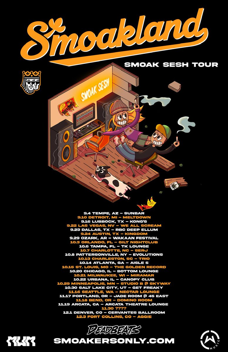 SmoaklandBeats's tweet photo. SMOAK SESH EP ✅ 
SMOAK SESH TOUR ✅

Incredibly excited to announce that we will be dropping our next 5 song EP, “Smoak Sesh” on @deadbeats ☠️💨  9/2/2022

Our fall headline Tour starts the following week and we cannot wait to share this new music with y’all ❤️ https://t.co/mhGzwEzEHI