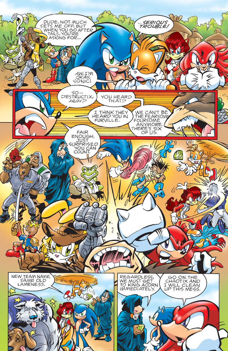 JoshSonic's tweet photo. From Archie Sonic #162 writing by Ian Flynn and art by James Fry!
#ArchieSonic #SonicTheHedgehog #Sonic #Destructix #Tails #FionaFox #Knuckles #KnucklesTheEchidna #TailsTheFox #MilesTailsPrower #AntoineDCoolette #Antoine #BunnieRabbot #Bunnie #LightningLynx #FlyingFrog https://t.co/6SH2EUG9kB