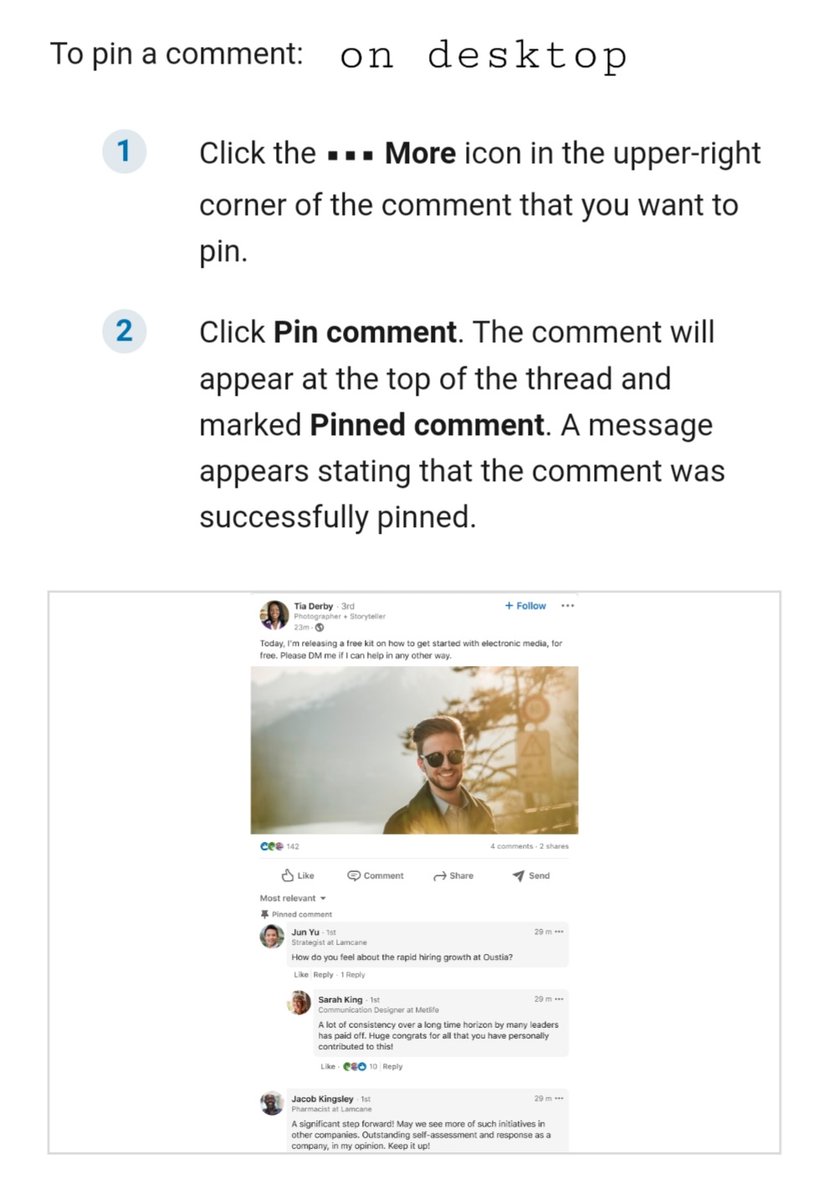 AmithHegde6's tweet photo. #LinkedIn rolls out option to 📌 #PinComments in the #ReplySection

This can be useful for highlighting thoughtful #responses or #commentary to #posts, #driving more #conversation

This will also act as a tool to #guide the related conversation

#SocialMedia #Digital

📸@LinkedIn https://t.co/4yMBOYZPul