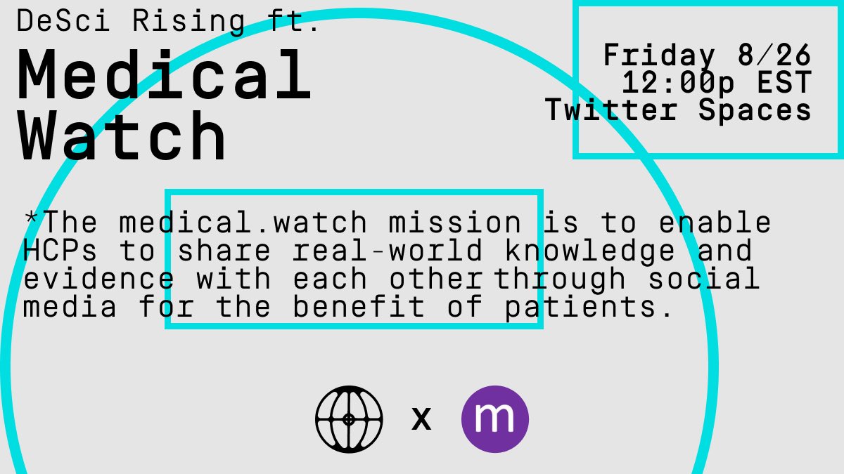 DeSciWorld's tweet photo. ! ICYMI !
Check out the thread below for a recap of the first episode of our new series, #DeSciRising ft. @MedicalwatchFTW ⬇️

Be sure to catch DeSciRising weekly every Friday here on our twitter! 🌐 https://t.co/3QvrCLy0If