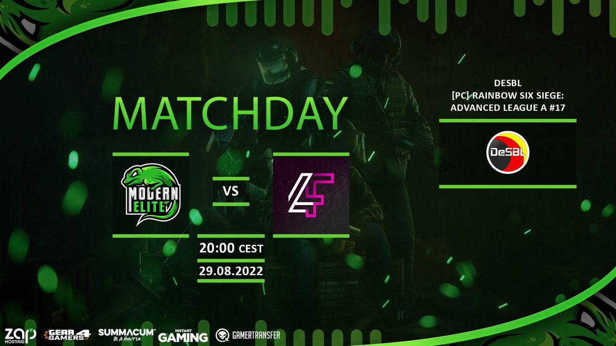 Modern Elite eSports (@modernelitegg) on Twitter photo 6β£ Matchday #2 | DESBL AL A #17 6β£
And on we go into the second matchday. Today we play against #F4teWhiskey!
π’ <a href="/030titus/">πΏπππππ¦</a>
π’ <a href="/Gluragedon/">ππ©π²π―ππ€π’π‘π¬π«</a>
π’ <a href="/BrxzzR6/">Brxzz</a>
π’ <a href="/Zwerg0056/">Niklas Schmidt</a>
π’ @CookieR6S (Sub)
GLHF! π
#WeAreElite 6β£ Matchday #2 | DESBL AL A #17 6β£
And on we go into the second matchday. Today we play against #F4teWhiskey!
π’ <a href="/030titus/">πΏπππππ¦</a>
π’ <a href="/Gluragedon/">ππ©π²π―ππ€π’π‘π¬π«</a>
π’ <a href="/BrxzzR6/">Brxzz</a>
π’ <a href="/Zwerg0056/">Niklas Schmidt</a>
π’ @CookieR6S (Sub)
GLHF! π
#WeAreElite