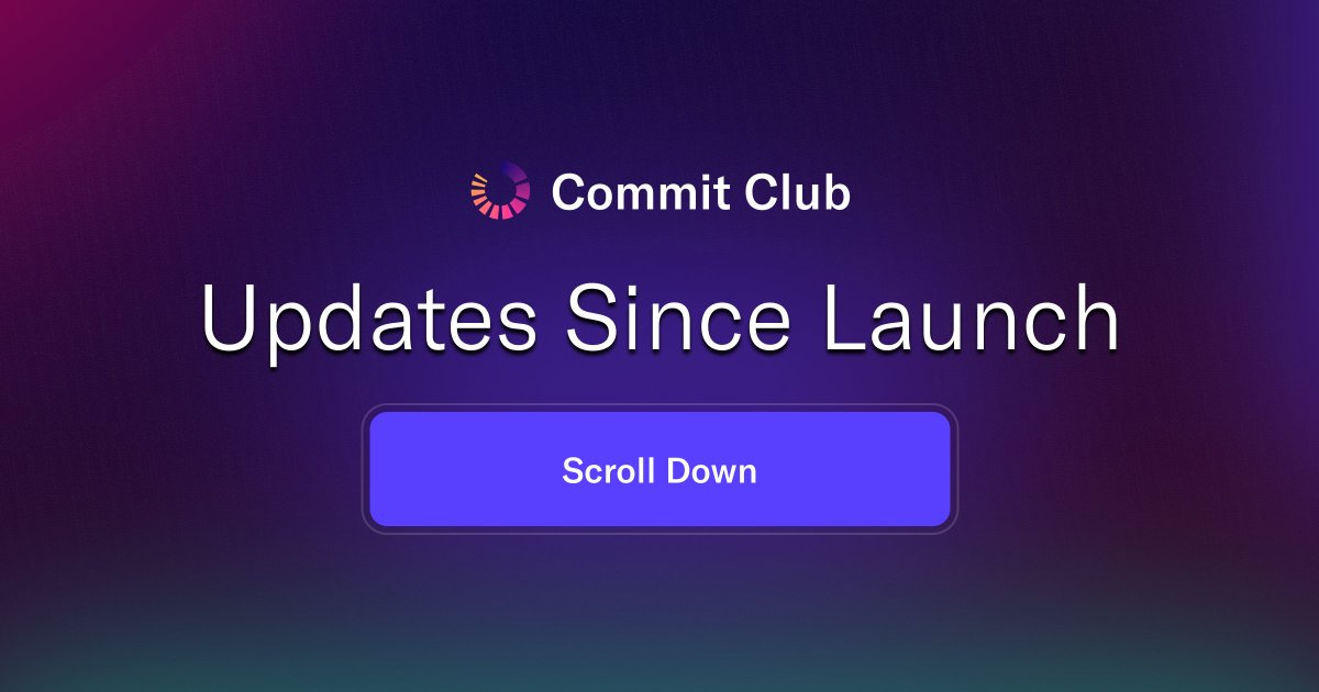 Commit_Club's tweet image. 🧵🏗️ We launched our MVP at the beginning of this year.

As Commit Club is about consistency, a thread on consistent updates seems to make sense.

Here&apos;s a bunch of features and changes we&apos;ve added since launch:
