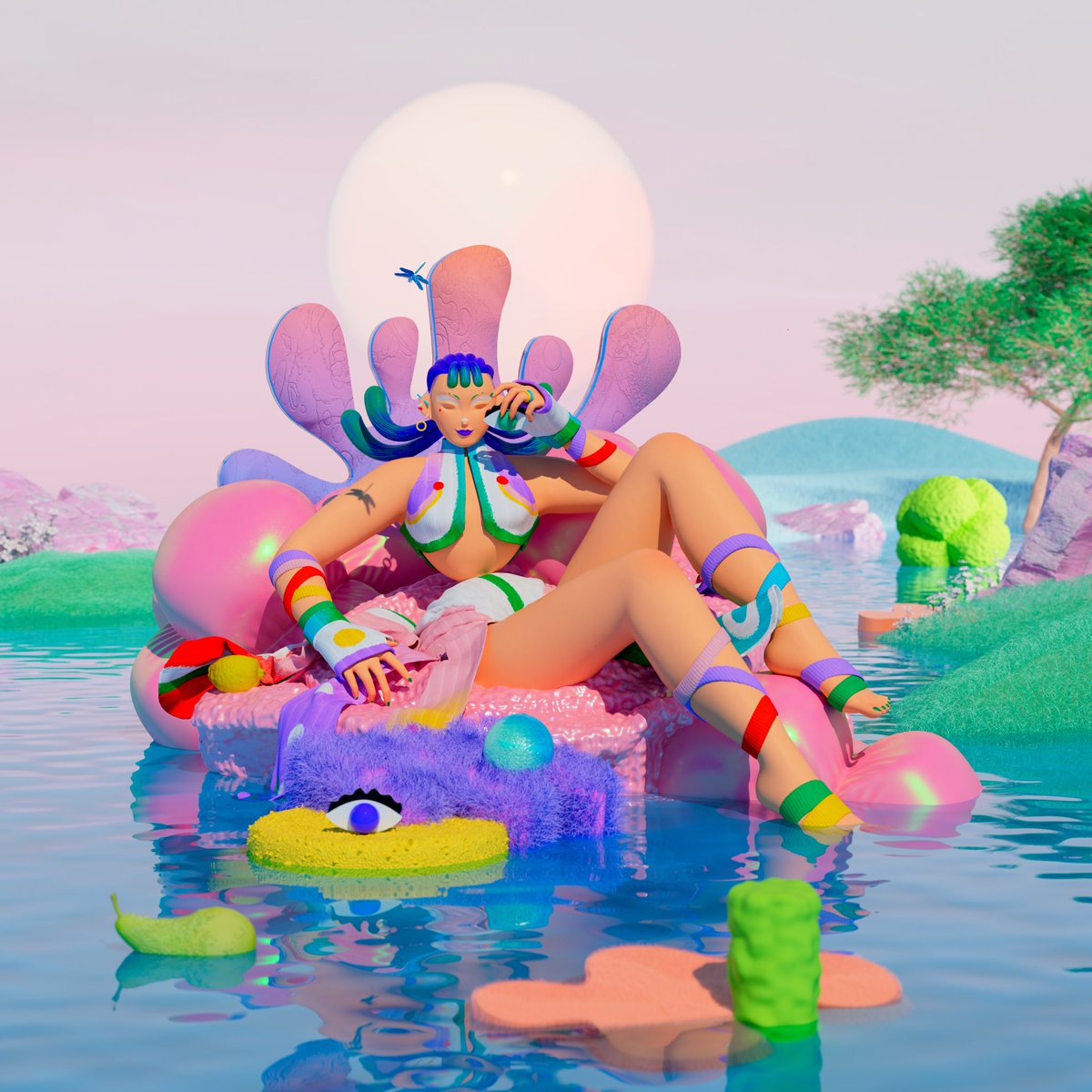 Summer slowly going to end and I wasn’t on any vacation 🥲 I wasn’t even once over the swimming pool. 🤣 Maybe next year I will be happy like this lady from our collab with <a href="/LisaODT/">Lisaodette.eth</a> sending hugs 🤗 Jo
