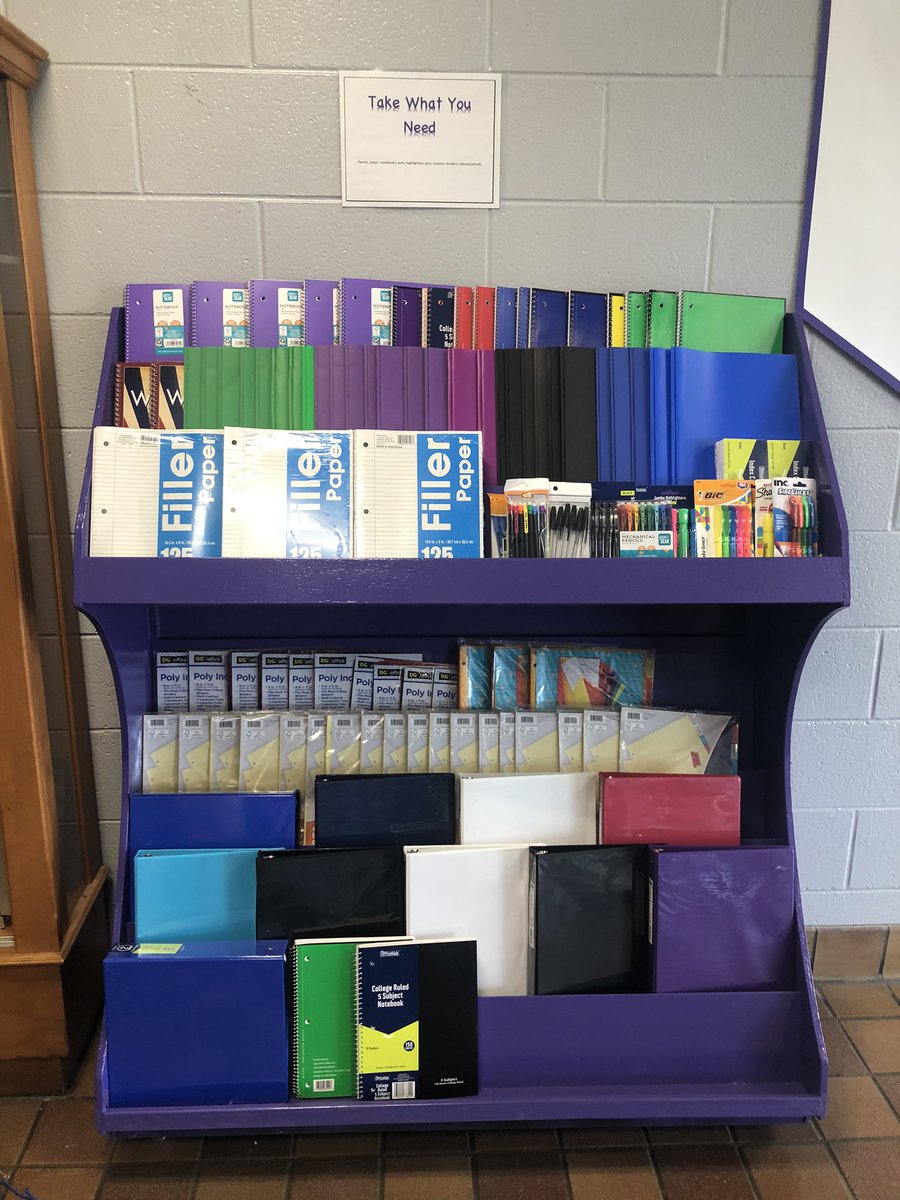 HaywoodSchools's tweet photo. Lack of school supplies should never be a hindrance to learning.  @HMSTomcats provide needed materials for students.  “Take what you need.” https://t.co/ie8Dmo8iEs