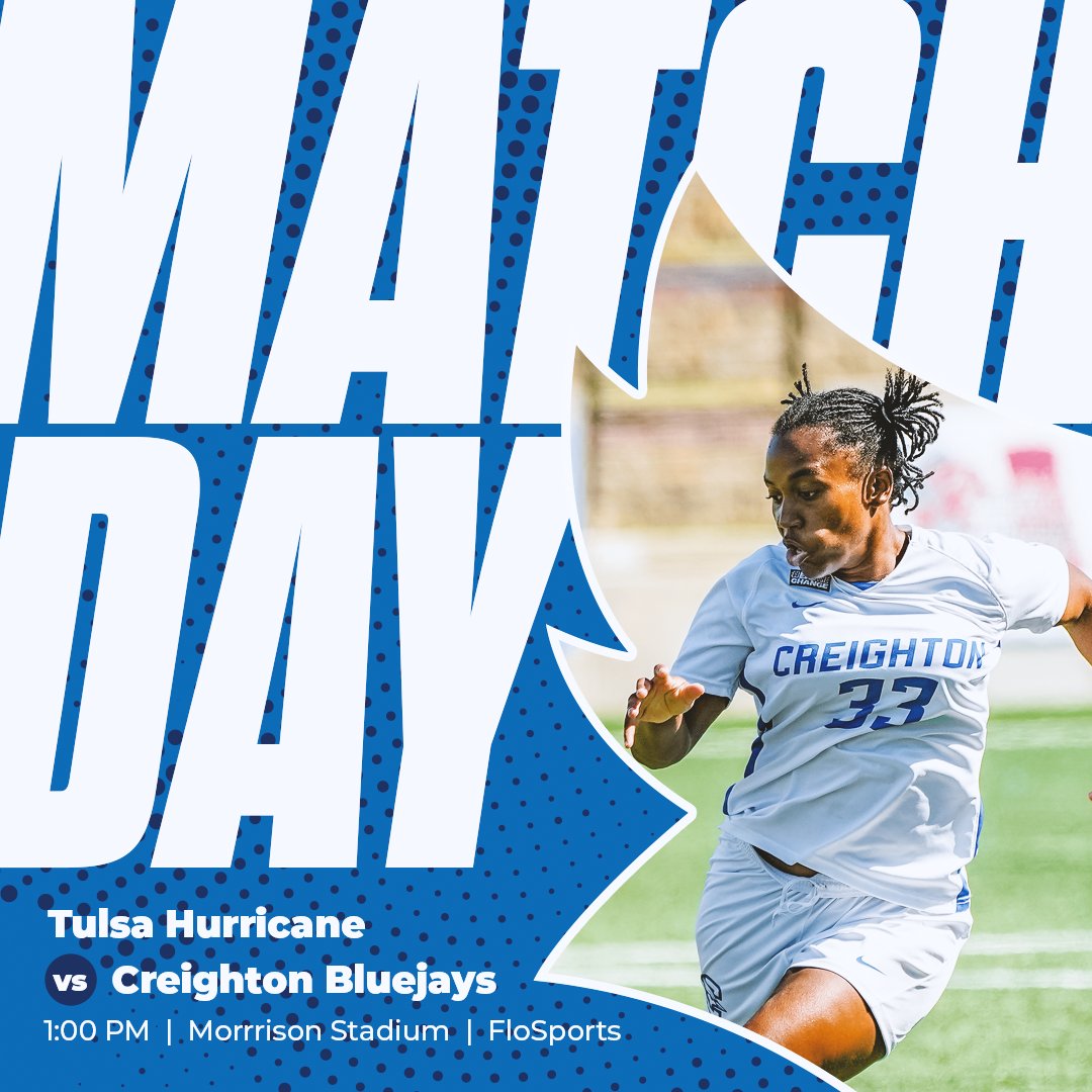 Happy Sunday and happy match day!!

🆚 Tulsa
⏰ 1:00 PM
📍 Morrison Stadium
linktr.ee/CreightonWSoc
#GoJays