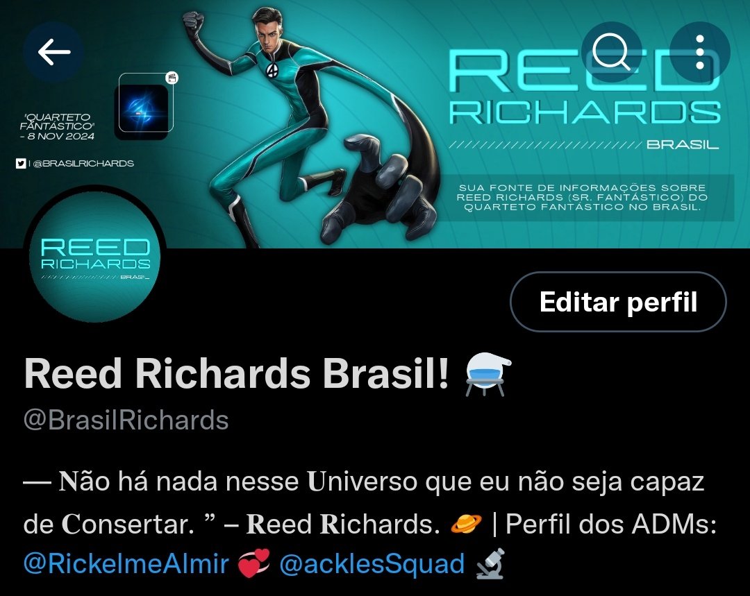 🤖 | A Reed Richards Brasil está de cara nova! Uma mudança de visual feita pelo <a href="/brenogioli/">Breno</a>, uma edição sensacional e perfeita! ♥️