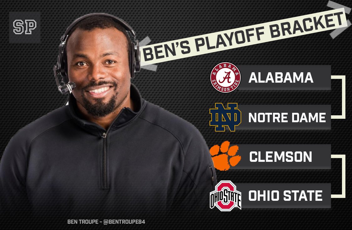 <a href="/bentroupe84/">Ben Troupe</a> dropped his <a href="/CFBPlayoff/">College Football Playoff</a> prediction. 🔥 

Can Notre Dame and Ohio State BOTH make it?